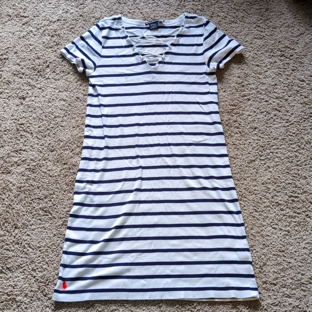 Ralph Lauren Sport Navy/White Stripe T-Shirt Dress, size XL